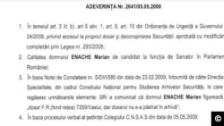 Adeverința de necolaborare cu Securitatea emisă de CNSAS în cazul judecătorului Marian Enache