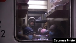 Ukrainian refugees arrive by train in Nizhny Novgorod, Russia, on June 12.