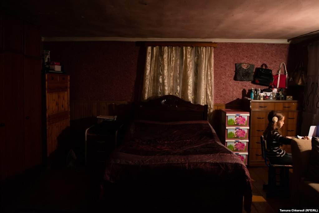 Salome studies in her parents' former bedroom.