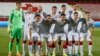 Players from Belarus's national soccer team pose for a group photo in June. 