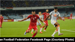 مسابقه فوتبال میان تیم های ملی افغانستان و هند. این مسابقه به سلسله مسابقات راهیابی به جام ملت های آسیا برگزار شده است.