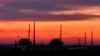 Units 5 and 6 of the Bulgarian nuclear power plant are shown at sunrise in the town of Kozloduy.