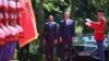 Presidenti i Këshillit Evropian, Charles Michel dhe presidenti i Malit të Zi, Millo Gjukanoviq. Foto: 14 qershor 2022, Podgoricë. 