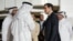 Bahrain's Foreign Minister Abdullatif bin Rashid al-Zayani receives US Secretary of State Marco Rubio at Bahrain International Airport on June 24, during Rubio's visit to the Middle East to discuss the interim deal between the US and Iran.