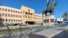 The facade of the Parliament building was damaged during the protest against the "French proposal", Skopje, July 5, 2022