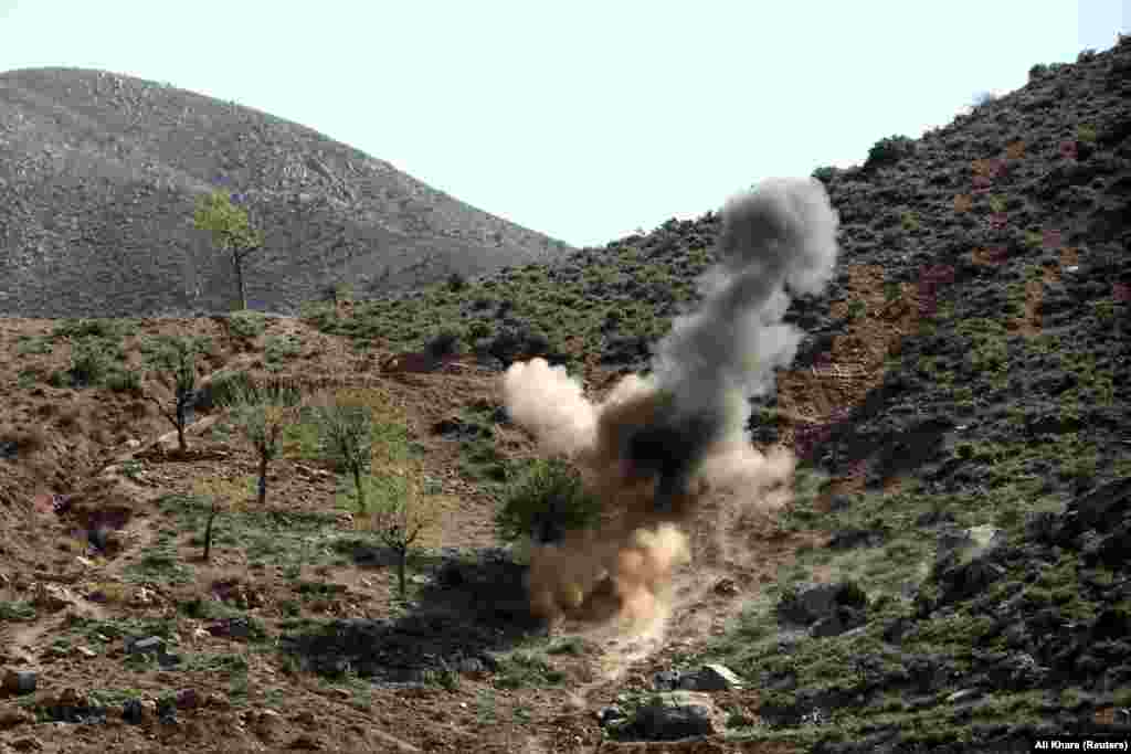 A controlled land-mine explosion in the Kabul Province.