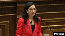 Armenia - Deputy Justice Minister Anna Vardapetian addresses the parliament, Yerevan, July 9, 2019.