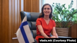 Sanna Mirella Marin, kryeministre e Finlandës, gjatë vizitës zyrtare në Shkup, Maqedoni. 20 qershor 2022.