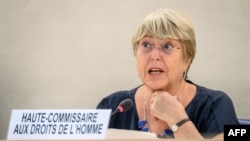 Outgoing UN High Commissioner for Human Rights Michelle Bachelet (file photo)