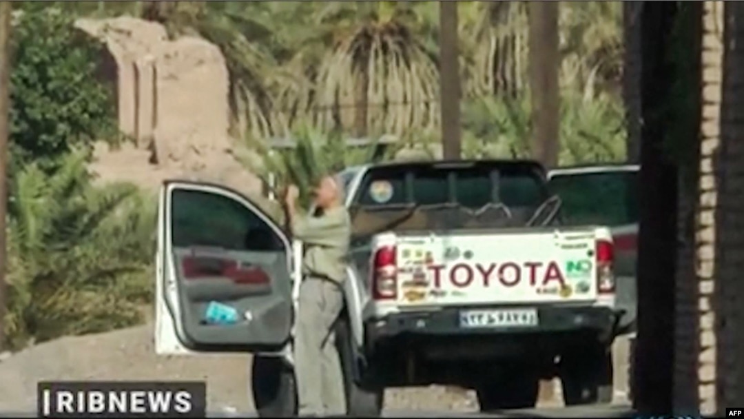 This image grab from footage released by Iranian state television on July 7 shows a man claimed by Iran's Revolutionary Guards Corps to be Giles Whitaker, deputy head of mission at the British Embassy in Tehran, allegedly seen in the Shahdad desert, in the southeastern province of Kerman.