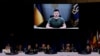 Ukrainian President Volodymyr Zelenskiy address NATO leaders via a video link on June 29.