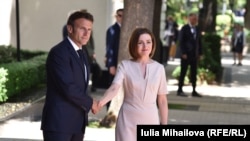 Emmanuel Macron cu Maia Sandu la Chișinău, 15 iunie 2022