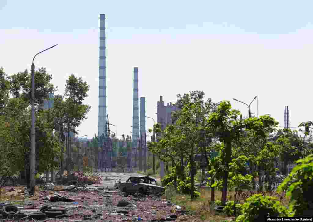 A view of the Azot chemical plant, where an estimated 800 civilians had taken refuge during the worst of the fighting.