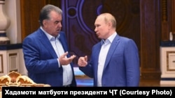 Эмомали Рахмон и Владимир Путин в Душанбе. Июнь, 2022