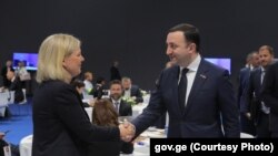 შვედეთის პრემიერ-მინისტრი მაგდალენა ანდერსონი, საქართველოს პრემიერ-მინისტრი ირაკლი ღარიბაშვილი 