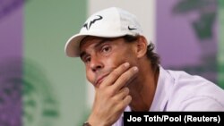 Rafael Nadal na pres-konferenciji na kojoj je kazao da odustaje od Vimbldona, London, 7. jul 2022.