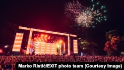 Nata hapëse e festivalit muzikor EXIT, në Novi Sad, më 7 korrik 2022.