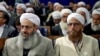 Molavi Abdol Hamid Ismaeelzahi (L), a Sunni theologian and a spiritual leader of the Sunni community in Iran, in a meeting of Sunni clerics with president Rouhani, on Sunday December 11, 2016.