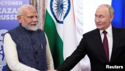 Premijer Indije Narendra Modi i predsednik Rusije Vladimir Putin na sastanku u Kazanju, 22. oktobar 2024.