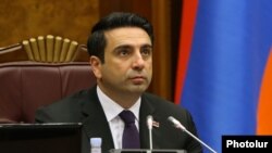 Armenia - Newly elected speaker Alen Simonian chairs a session of the National Assembly, Yerevan, August 3, 2021.