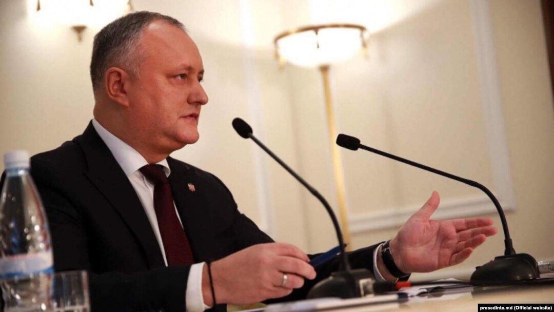 Moldovan President Igor Dodon holds a year-end press conference in Chisinau last month.