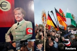 La o demonstrație a susținătorilor mișcării PEGIDA, Dresda