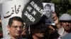 Pakistani journalists rally to protest the attacks on media workers.