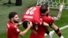Футболисты Грузии отмечают взятие ворот