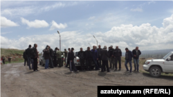 Armenia -- Armenian employees of a Russian military base in Gyumri demonstrate against wage arrears, 3May2017