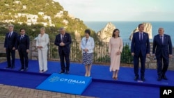 Foreign ministers from the Group of Seven leading industrialized nations meet on the island of Capri, Italy, on April 18.