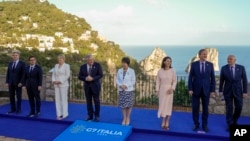 The Group of Seven (G7) Nations foreign ministers during their meeting in Capri, Italy, April 19, 2024