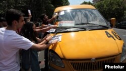 Armenia - Youth activists protest against rises in public transport price fares, Yerevan, 20Jul2013