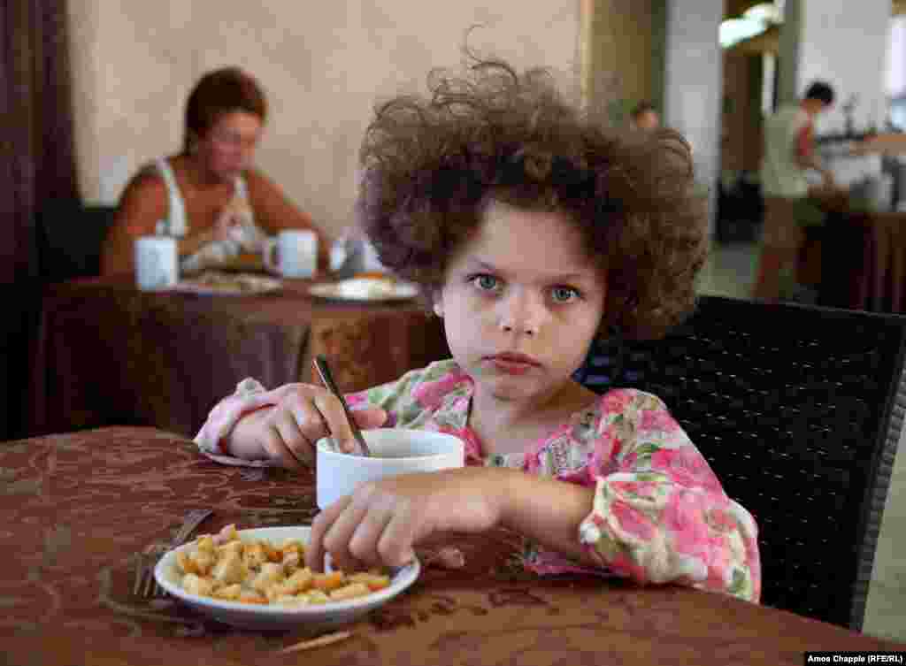 A girl from Moscow inside one of Abkhazia&#39;s Soviet-era hotels.&nbsp;