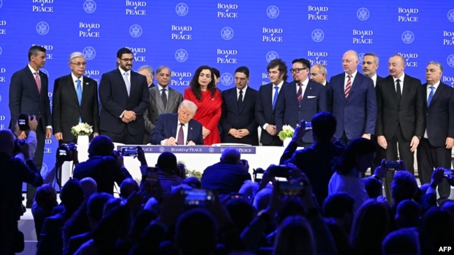 Ceremonia e nënshkrimit të Kartës së Bordit të Paqes në Davos, 22 janar 2026.