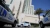 UN vehicles carrying OPCW inspectors are shown in Damascus in April.
