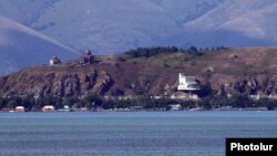 Armenia - A view of Lake Sevan and the medieval Sevanavank monastery, July 24, 2018.