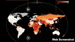 Walk Free Foundation ташкилотининг тадқиқот харитаси.