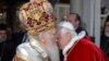 Turkey -- Ecumenical Orthodox Patriarch Bartholomew I (L) welcomes Pope Benedict XVI at the St. George Church in Istanbul, 30Nov2006
