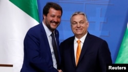 Premierul ungar Viktor Orban la o întîlnire cu vice-premierul italian Mateo Salvini la Budapesta