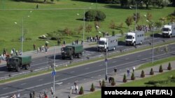 Автомобили белорусских силовиков на улицах Минска, 13 сентября 2020