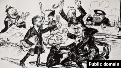 Caricatură electorală din anii 1920 (sursa: Biblioteca Centrală Universitară, Iași)