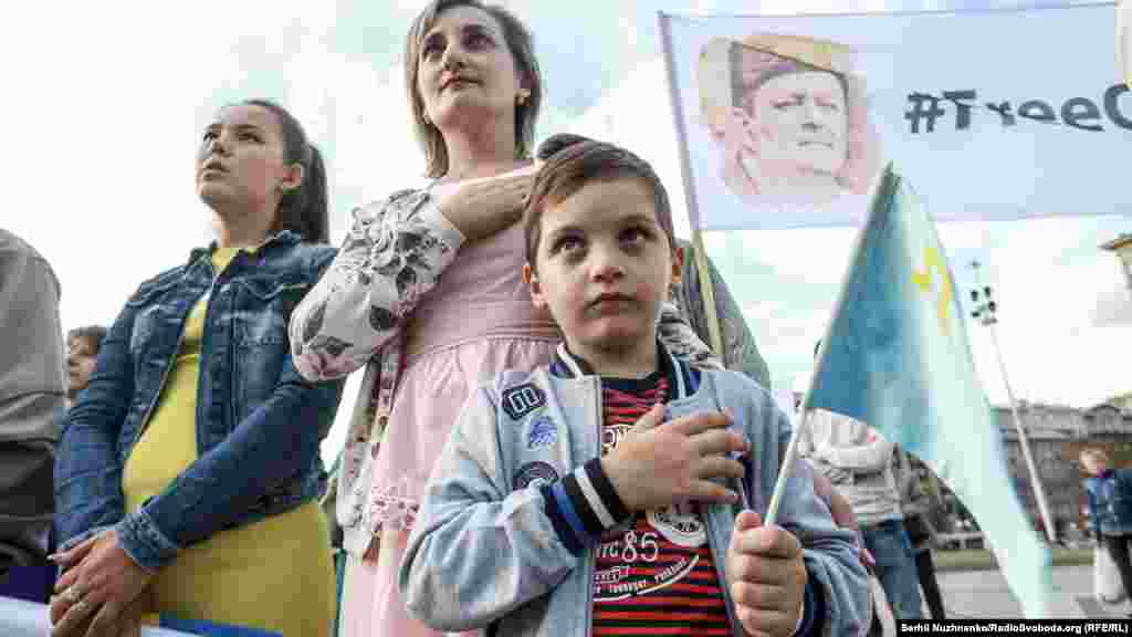 A young supporter of Akhtem Chiygoz. The majority of Crimean Tatars oppose Russia's takeover of their historic homeland.