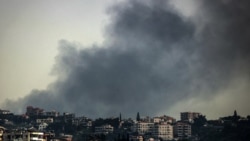 Smoke rises from the site of an Israeli airstrike that targeted the southern Lebanese town of Deir al-Zahrani on April 15, 2026.