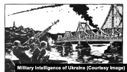We Will Not Allow, a 1961 graphic by Georgy Malakov depicting the World War II battle for Kyiv.<br><br>This etching is one of hundreds of artworks that have been catalogued and released in a list <a href="https://www.facebook.com/DefenceIntelligenceofUkraine/posts/pfbid0dK1yjKuLXnuCsk1jsUFz2Vtigi1FPjBpPVGyXku6UCWeo1RCFXKFf4R2KMBRegPFl" class="wsw__a" dir="ltr"><strong>published by the Military Intelligence of Ukraine</strong></a> on November 11. The date marks the third anniversary of Ukraine's recapture of the Kherson region from Russian forces in 2022.