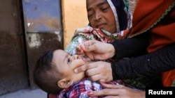 په پېښور کې یوه روغتیايي کارکوونکې یوې ماشومې ته د ګوزڼ واکسیني څاڅکي ورکوي - انځور له ارشیفه. 