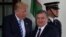U.S. President Donald Trump (left) greets Shavkat Mirziyoev during the Uzbek president's visit to the White House in May. 