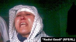 A mourner at the funeral in Dushanbe of Alisher Umarali, one of the Tajik soldiers killed in the ambush.