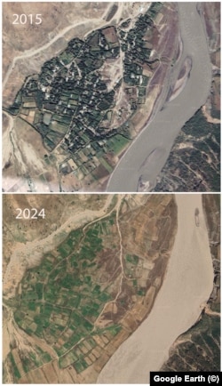 A former village 15 kilometers northeast of the Roghun Dam has been cleared of people and structures as part of an ongoing resettlement program to make way for the dam.