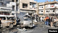 The Al-Zahraa neighborhood has been the target of multiple attacks, including last month (pictured), when at least 22 people were killed in a double suicide bombing claimed by the Islamic State extremist group.