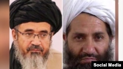 ملا هبت الله آخوندزاده رهبر طالبان و عبدالحکیم حقانی رئیس ستره محکمه طالبان